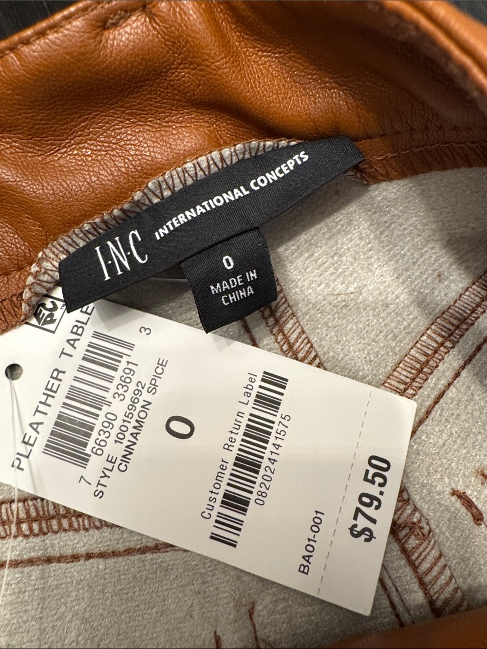 INC International Concepts Orange Faux Leather Wide-Leg Pants - Picture 2 of 7
